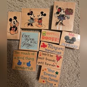 Disney Themed Wood Stamps Set Of 10 Paper Crafts Scrapbooking Mickey Mouse